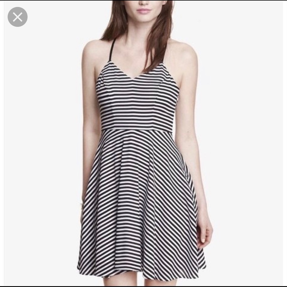 Black and white stripped racer back dress